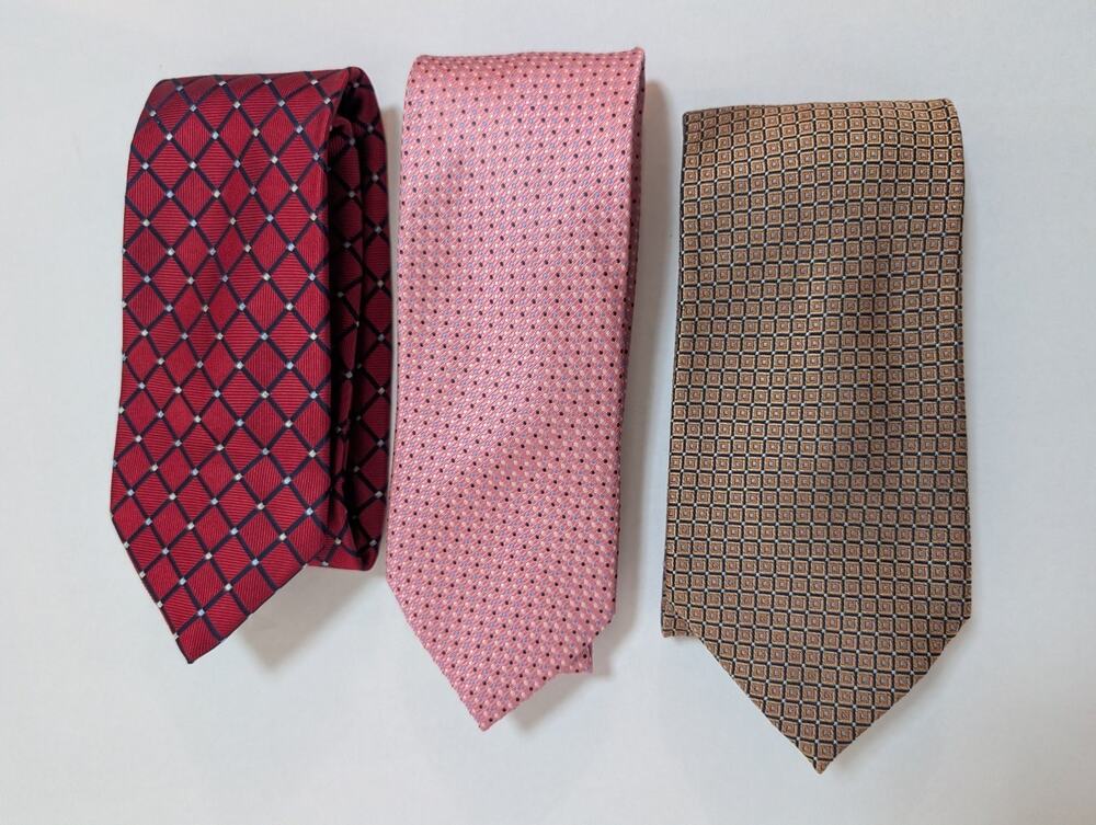 Nautica Men's Necktie Lot of 3 Silk Blend Geometric Dot Pattern Business Casual